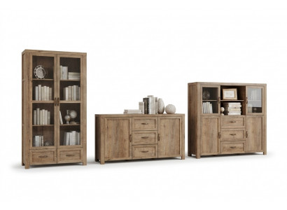 Wunnzëmmermiwwelen Set Designer Wunnzëmmer Bicherregal Kommode Vitrine 3 Deeler. Nei.