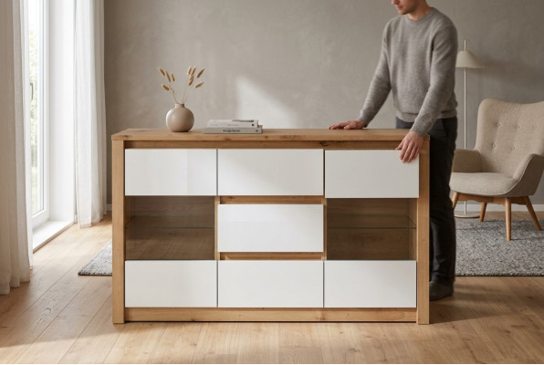 Wunnzëmmer Regal Holz Luxus Miwwelen Designer Sideboard Anrichte Board Schaf Nei