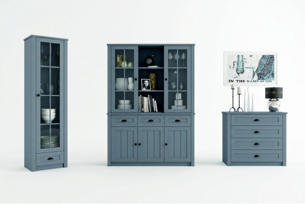 Wunnzëmmer Set Vitrin Komod Wollween Komoden Sideboard Schaf Dësch 4-Deelersetzung