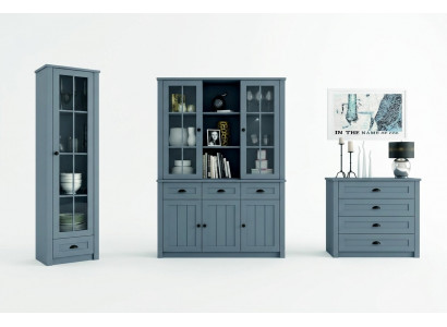 Wunnzëmmer Set Vitrin Komod Wollween Komoden Sideboard Schaf Dësch 4-Deelersetzung
