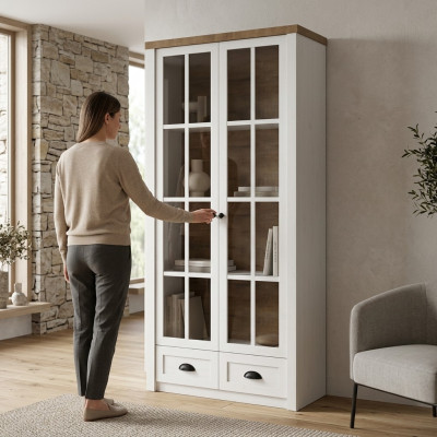 Klassesch Glas Bar Holzschaf Glasvitrin Vitrineschaf Wunnzëmmer