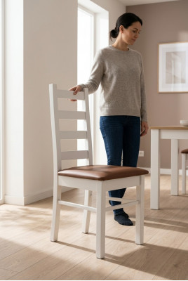 Klassesch Iesszëmmer Miwwelen Holz Still Still Design Lehnstull Holz Polstersëtz