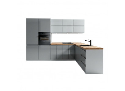 Modern Kichen L Linn Kicheschaf Design Miwwelen Moosfabrikatioun Kichenzeil Gro