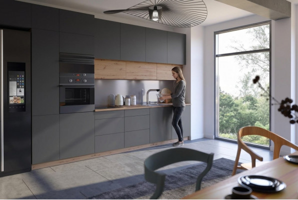 Modern Kichenrei Kicheschaf Design Miwwelen Moossertigung Kichenzeil Gro