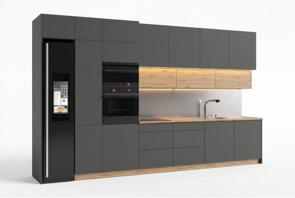 Modern Kichenrei Kicheschaf Design Miwwelen Moossertigung Kichenzeil Gro
