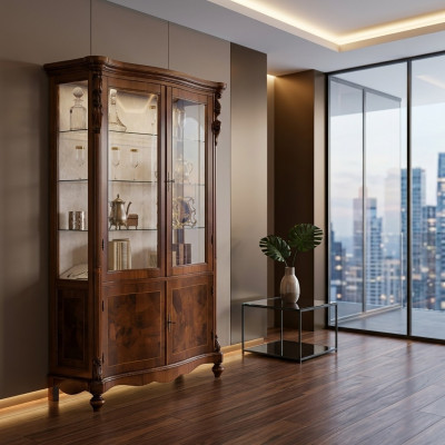Luxus Schaf Holz Miwwelen Schief Vitrin Regal Akteschaf Glasschaf Antik