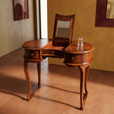 Make-up Dësch Coiffeurdësch Kosmetiksdësch Kommod Konsolendëscher Massivholz Miwwelstécker