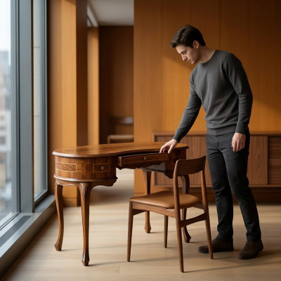 Sekretär Aarbechtsdësch Dësch Büro Schreifdëscher Echt Holz Miwwelen Italienesch Antik Stil