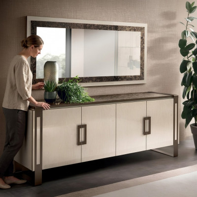 Edelt Konsoldesign aus Holz Spigel Sideboard Anrichte Schaf 2 Deeler Konsolendësch