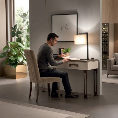 Designer Schreifdësch Stull Büro Set italienesch Miwwelen Sekretär Lehnstull 2tlg.