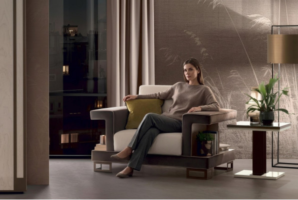Fauteuil Design Stull Polster Club Relax Nei Textilstoff Lounge Fernseh 1 Sëtzer