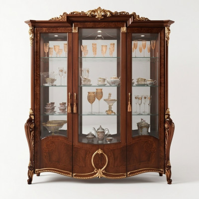 Vitrin 3 Dier Schaf Vitrine Wunnzëmmer Schief Design Schaf Miwwelen Glas Nei