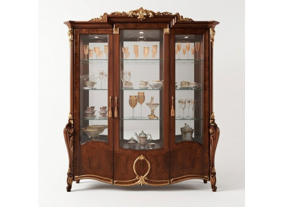 Vitrin 3 Dier Schaf Vitrine Wunnzëmmer Schief Design Schaf Miwwelen Glas Nei