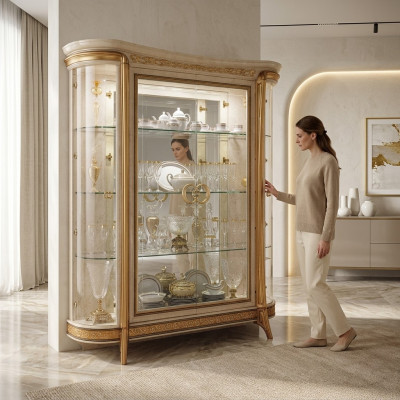 Vitrin Schaf Vitrine Wunnzëmmer Schief Schau Design Italienesch Miwwelen Nei