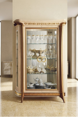 Vitrin Vitrinen Schaf Glasschaf Wunnzëmmer Regal Rokoko Barock Echt Holz