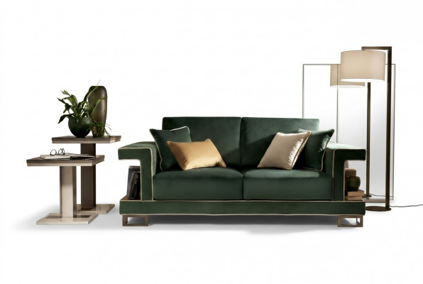 Luxus Sofa 2 Sëtzer Miwwelen Design Polster Textil Sofaen Couchen neit Duebelssofa