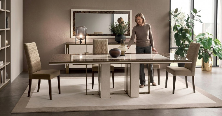 Iessdësch Dësch Iesszëmmer Wunnzëmmer Garnitur Holz Design Dëscher 200x102/280cm
