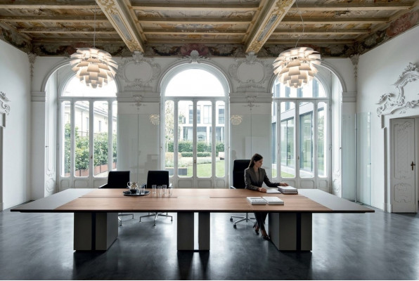 Kanzlei Holz Design Büro Miwwel Versammlungsdëscher Konferenz Dësch Modern