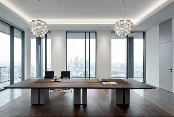 Kanzlei Holz Design Büro Miwwel Versammlungsdëscher Konferenz Dësch Modern