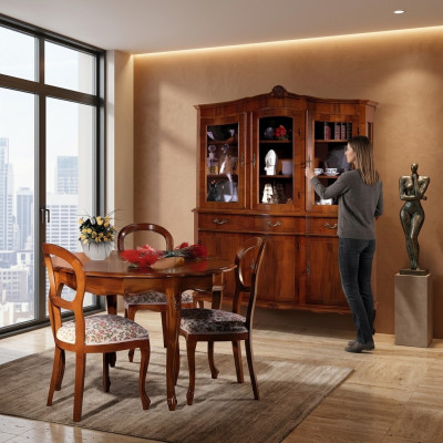 Anrichte Vitrine Sideboard Glasschaf Schaf Holz Massiv Miwwelen Italien Glas