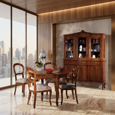 Anrichte Vitrine Sideboard Glasschaf Schaf Holz Massiv Miwwelen Italien Glas
