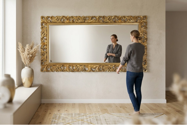Italienesch Klassesch Designer Spigel Miwwelen Wandspeigel Holz - Modell 1576