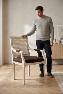 Iesszëmmer Stull Design Textil Luxus Beige Nei Iesszëmmerstull Stull mat Armlehn