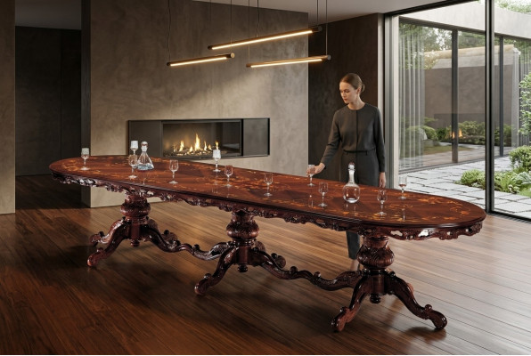 Iesszëmmer Dëscher Dësch Design Holz Miwwel Iessdësch Kinnékenmassivholz Miwwel