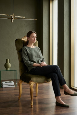 Designer Lehn Sëtz Sëtz Luxus Iess Zëmmer 1x Stull Stull Polster Textil Modern