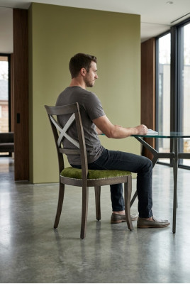 Design Stull Fauteuil Gepolstert Modern Iessdësch Still Luxus Stoff Holz Miwwelen
