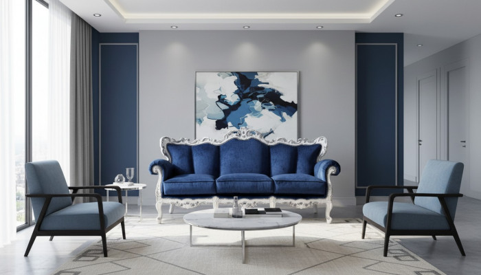 Textil Sofa Couch Polster Sofa 3 Sëtzer Couchen Sofas Art déco Dräisëtzer Nei