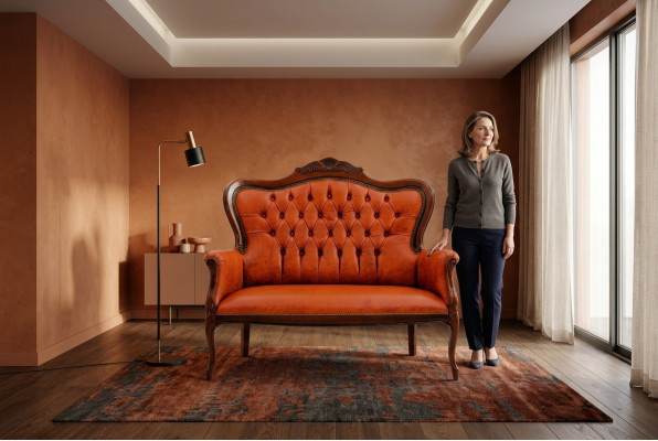 Art déco Zwesëtzeger Neit Sofa 2 Sëtzer Design Sofas Polster Couchen Textil Relax