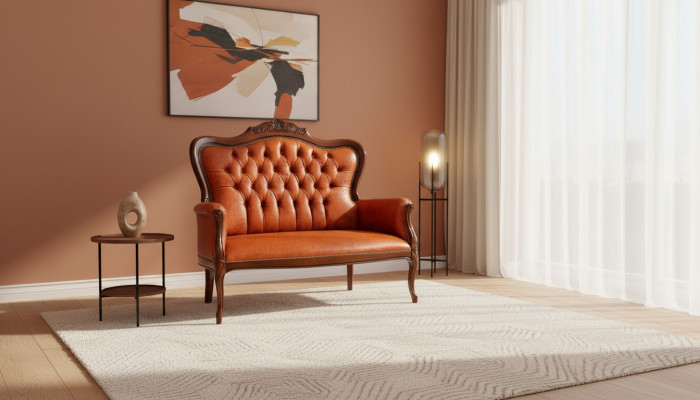 Art déco Zwesëtzeger Neit Sofa 2 Sëtzer Design Sofas Polster Couchen Textil Relax