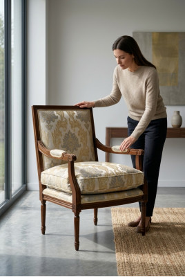 Luxus Design Miwwel Still Art déco Design Fauteuil Textil Wunnzëmmer Lounge Nei