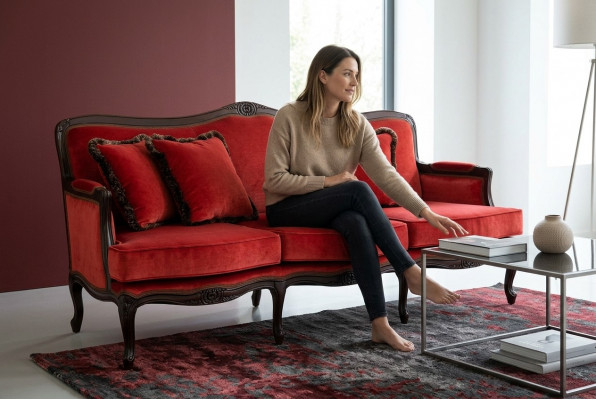 Klassesch Design Polster Luxus Sëtz Sofa Canapé Lieder Textil 3 Sëtzer Nei H5