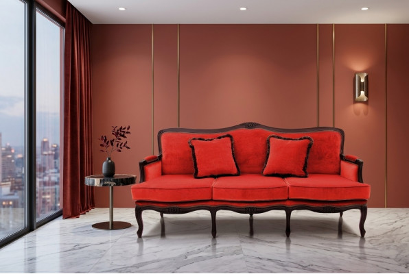 Klassesch Design Polster Luxus Sëtz Sofa Canapé Lieder Textil 3 Sëtzer Nei H5