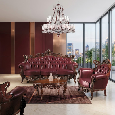 Luxus Miwwelen Sofagarnitur Canapé Sofa Gestofféiert 3 + 1 Sëtz Canapé Dësch Holz 3 Stéck.
