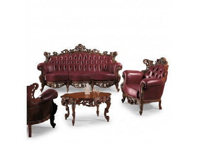 Luxus Miwwelen Sofagarnitur Canapé Sofa Gestofféiert 3 + 1 Sëtz Canapé Dësch Holz 3 Stéck.