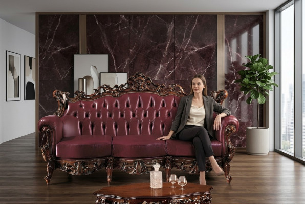 Chesterfield 3 Sëtzer Couch Lieder Sofa Couchen Luxus Design Italienesch Miwwelen