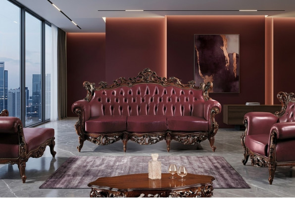 Chesterfield 3 Sëtzer Couch Lieder Sofa Couchen Luxus Design Italienesch Miwwelen