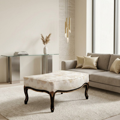 Design Hocker Fouss Hocker Sëtz Polster Bänk Polster Sëtz Textil Holz Stil