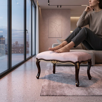 Osmanesch Chaiselongue Sëtzbank Textil Designer Hocker Foussocker Niewenhocker