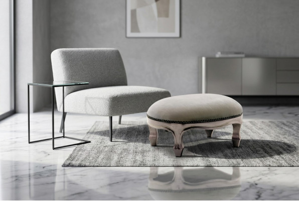 Hocker Polster Sëtz Textil Relax Säitebord Canapé Sëtzbank Hocker R1 Designer Luxus