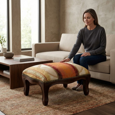 Osmanesch Sëtz Still Gepolstert Pouf Sëtzbenken Design Gepolstert Hocker Fousshocker