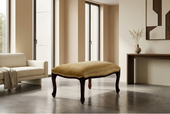Wunnen Sëtzbanken Sëtz Textil Beige Design Hocker Polsterhocker Foussstäip Miwwelen