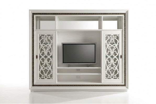 Schaf Vitrin Holz Wunnzëmmer Miwwel TV Schafwänn Modern Design Wunnmauer