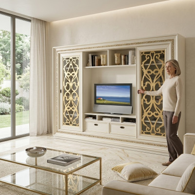 TV-Schaf Anbauwand Wunnwand TV Schafmassivholz Modern Echt Holz Nei