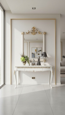 Miwwel Stil Barock Konsolendësch Spigel Holz Italienesch Dëscher Konsolen 2tlg.