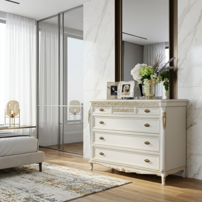 Héich Kommode Sideboard Kommoden 5 Schiefen Héichschaf Schaf Holz Miwwelen Nei