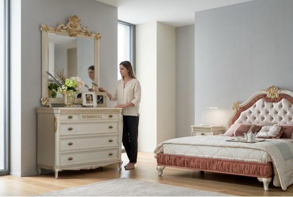 Kommodenschaf Design Modern Grupp Miwwel Set Kommode Spigel Holz Kommoden